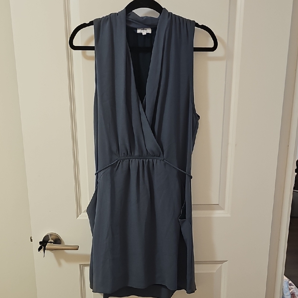 Aritzia Wilfred Slate Blue Mini Dress